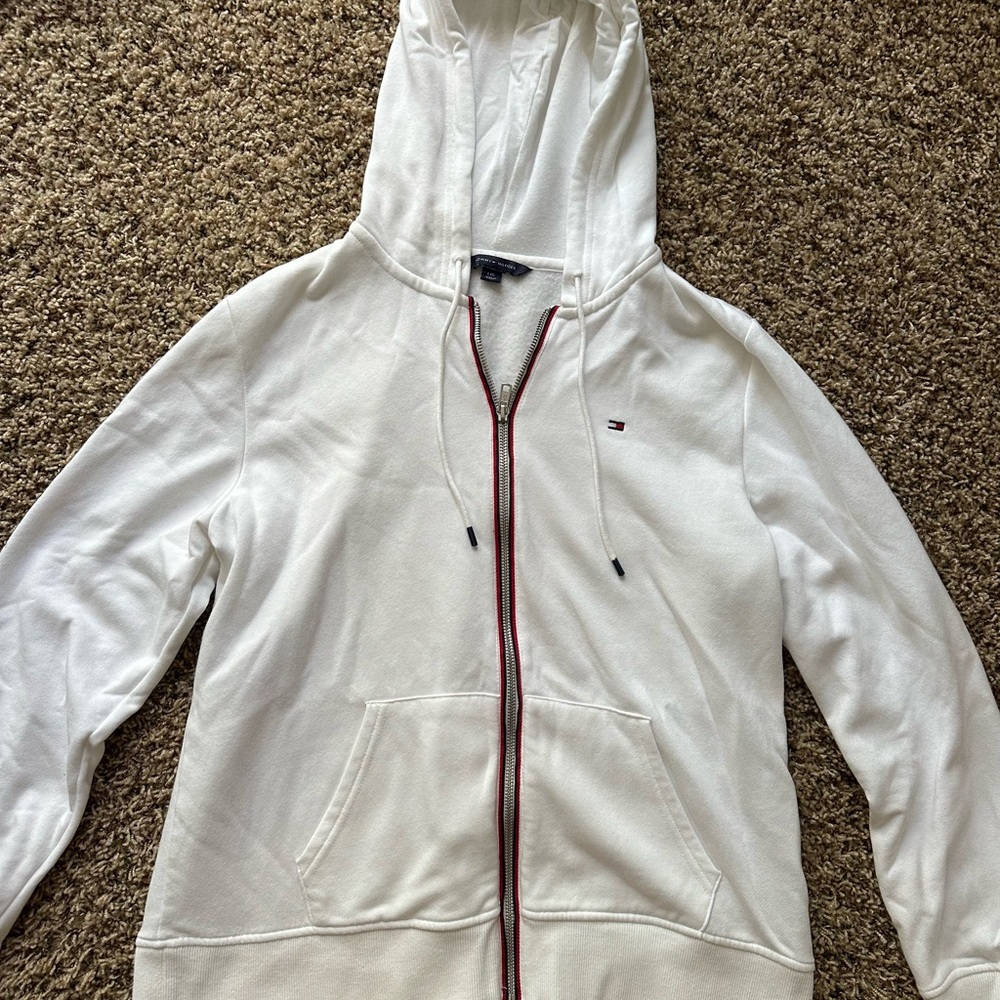 Tommy Hilfiger White Zip-Up Hoodie